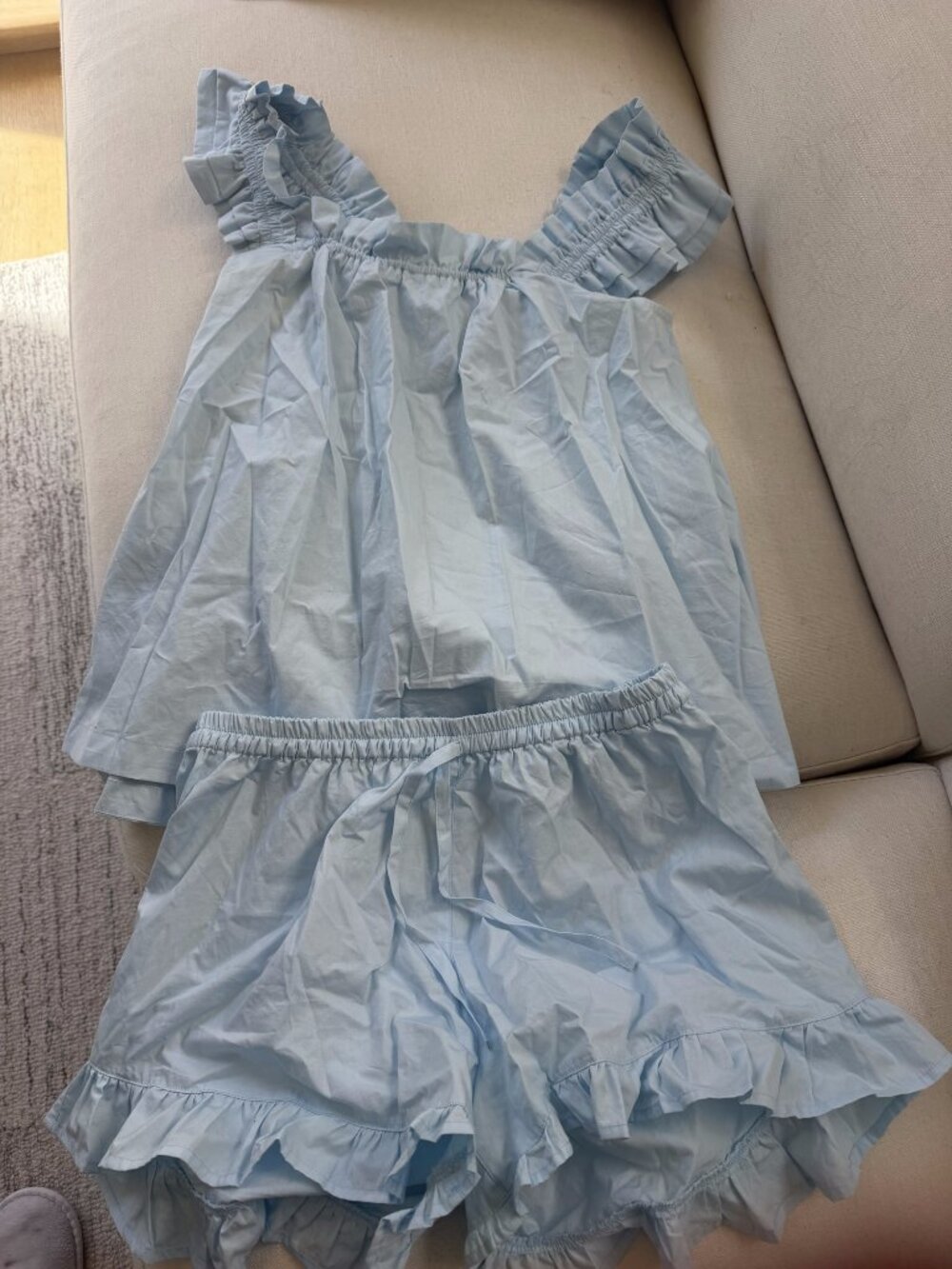 Piyama Nicolette Baby Blue Cotton Sleep Set - Small